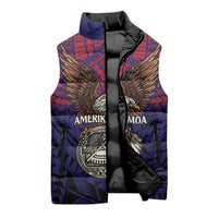 American Samoa Brave Eagle Personalized Sleeveless Puffer Jacket National Flag Color - Polynesian Pride