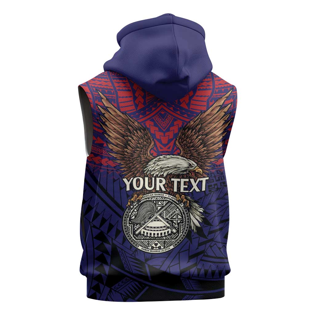 American Samoa Brave Eagle Personalized Sleeveless Zip Hoodie National Flag Color LT9 - Polynesian Pride