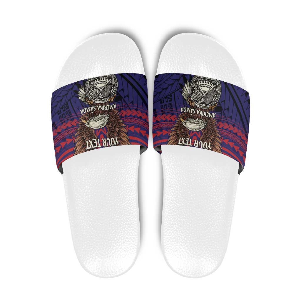 American Samoa Brave Eagle Personalized Slide Sandals National Flag Color - Polynesian Pride