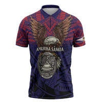 American Samoa Brave Eagle Personalized Zipper Polo Shirt National Flag Color - Polynesian Pride