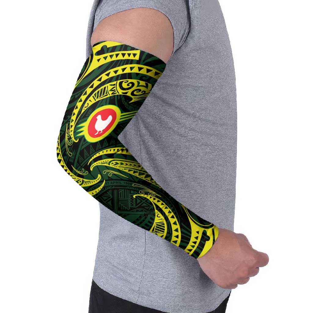 American Samoa Manua Cession Day Personalized Arm Sleeves Polynesian Wave Style - Polynesian Pride