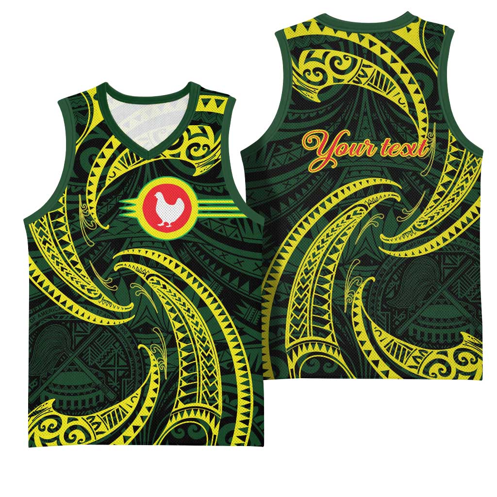 American Samoa Manua Cession Day Personalized Basketball Jersey Polynesian Wave Style - Polynesian Pride