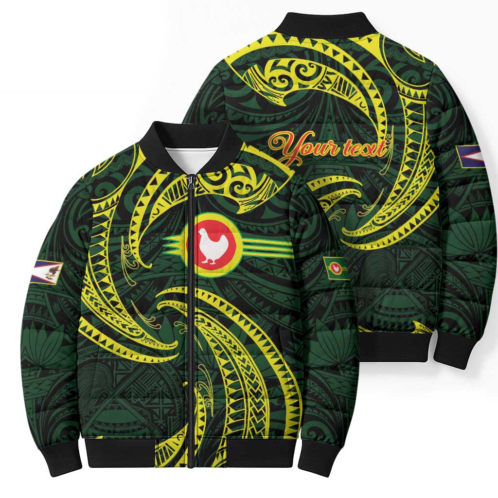 American Samoa Manua Cession Day Personalized Bomber Puffer Jacket Polynesian Wave Style - Polynesian Pride
