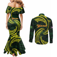 American Samoa Manua Cession Day Personalized Couples Matching Mermaid Dress and Long Sleeve Button Shirt Polynesian Wave Style