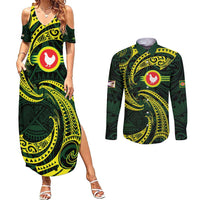 American Samoa Manua Cession Day Personalized Couples Matching Summer Maxi Dress and Long Sleeve Button Shirt Polynesian Wave Style
