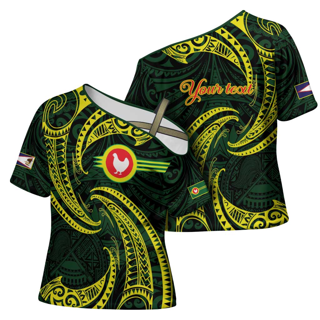 American Samoa Manua Cession Day Personalized Cross Shoulder Shirt Polynesian Wave Style - Polynesian Pride