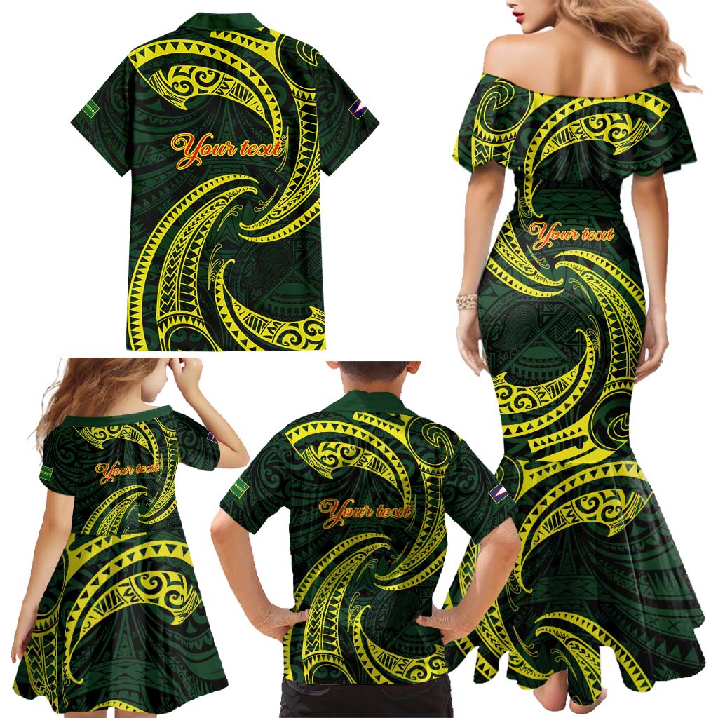 American Samoa Manua Cession Day Personalized Family Matching Mermaid Dress and Hawaiian Shirt Polynesian Wave Style