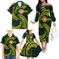 American Samoa Manua Cession Day Personalized Family Matching Off The Shoulder Long Sleeve Dress and Hawaiian Shirt Polynesian Wave Style