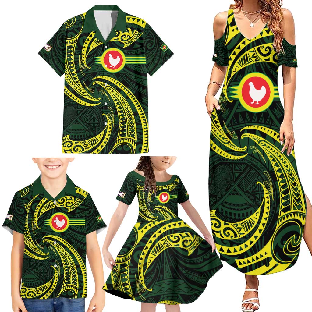 American Samoa Manua Cession Day Personalized Family Matching Summer Maxi Dress and Hawaiian Shirt Polynesian Wave Style