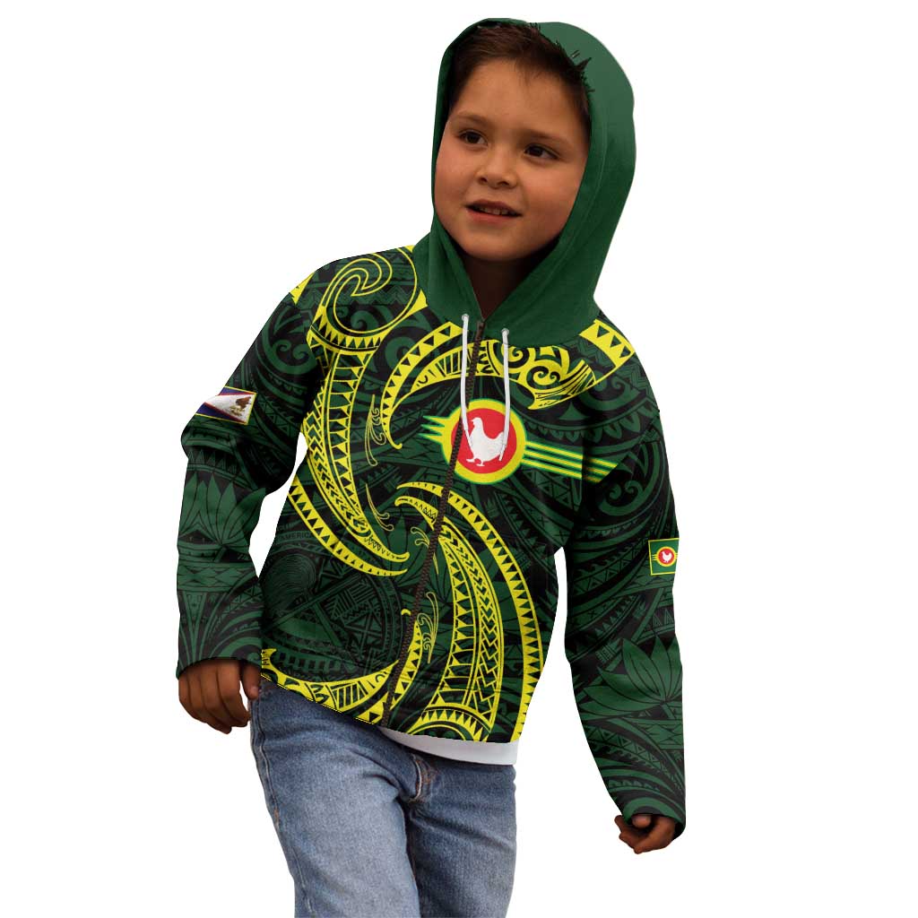 American Samoa Manua Cession Day Personalized Kid Hoodie Polynesian Wave Style