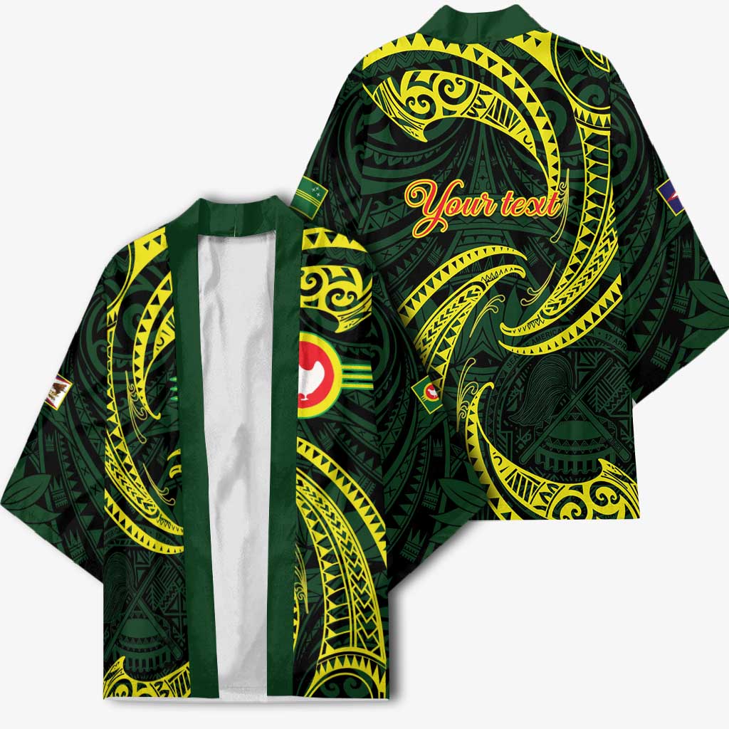 American Samoa Manua Cession Day Personalized Kimono Polynesian Wave Style - Polynesian Pride