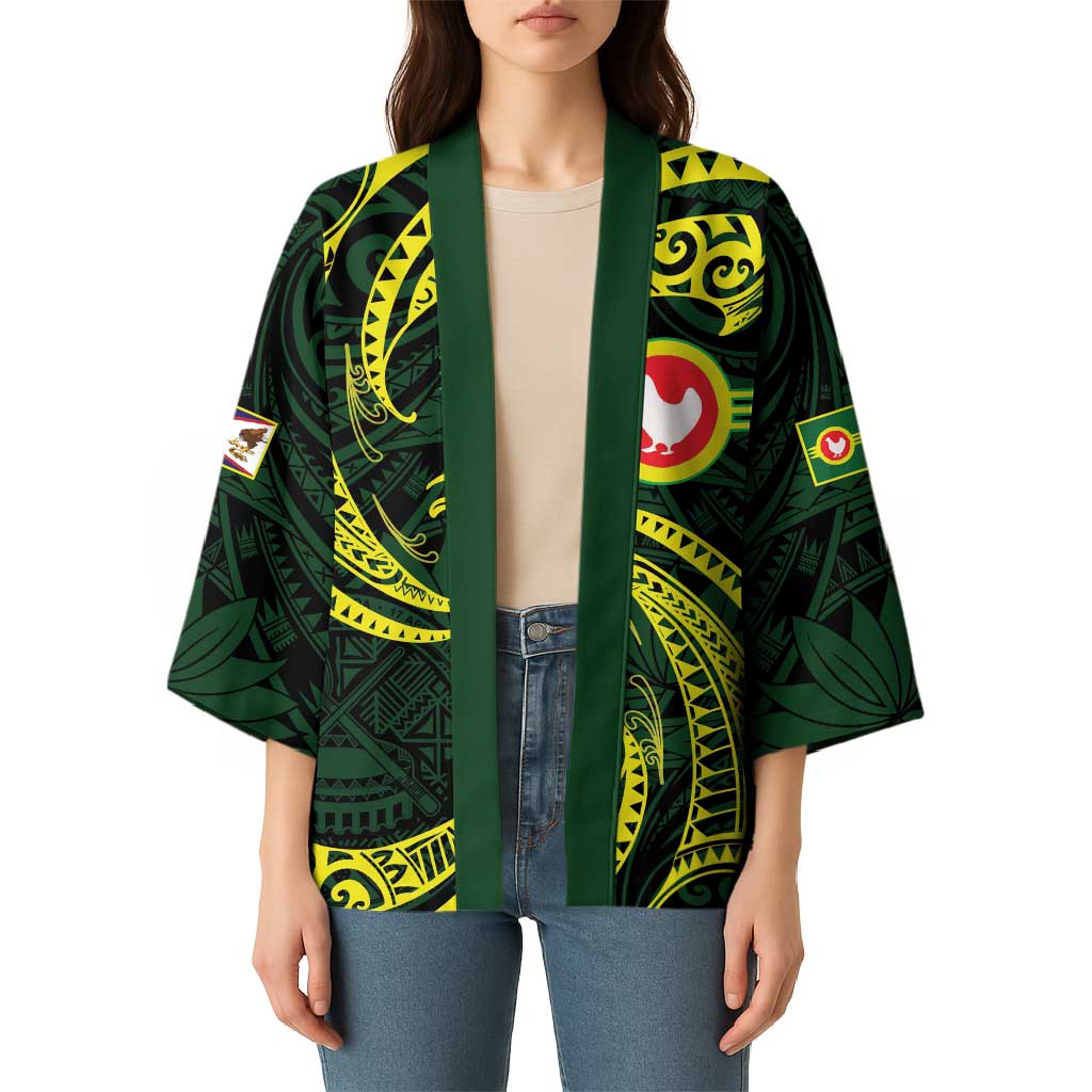 American Samoa Manua Cession Day Personalized Kimono Polynesian Wave Style - Polynesian Pride