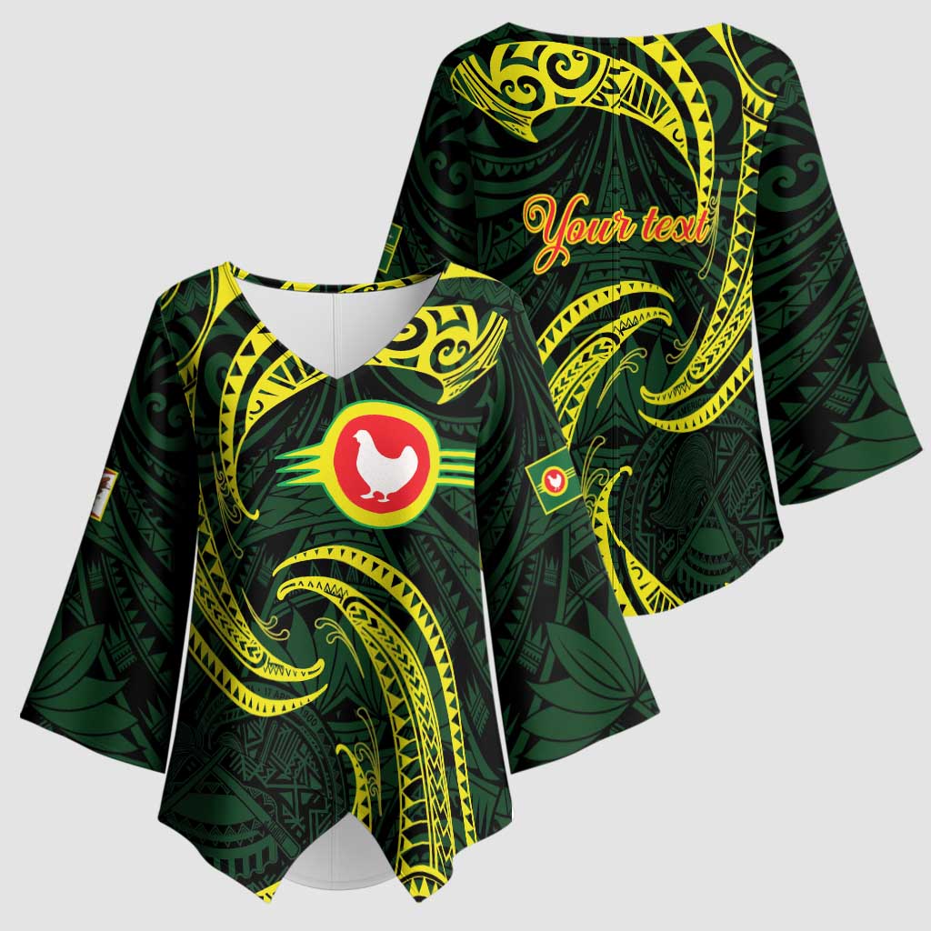 American Samoa Manua Cession Day Personalized Kimono Sleeve Blouse Polynesian Wave Style - Polynesian Pride