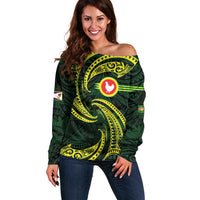 American Samoa Manua Cession Day Personalized Off Shoulder Sweater Polynesian Wave Style