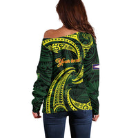 American Samoa Manua Cession Day Personalized Off Shoulder Sweater Polynesian Wave Style