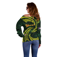 American Samoa Manua Cession Day Personalized Off Shoulder Sweater Polynesian Wave Style