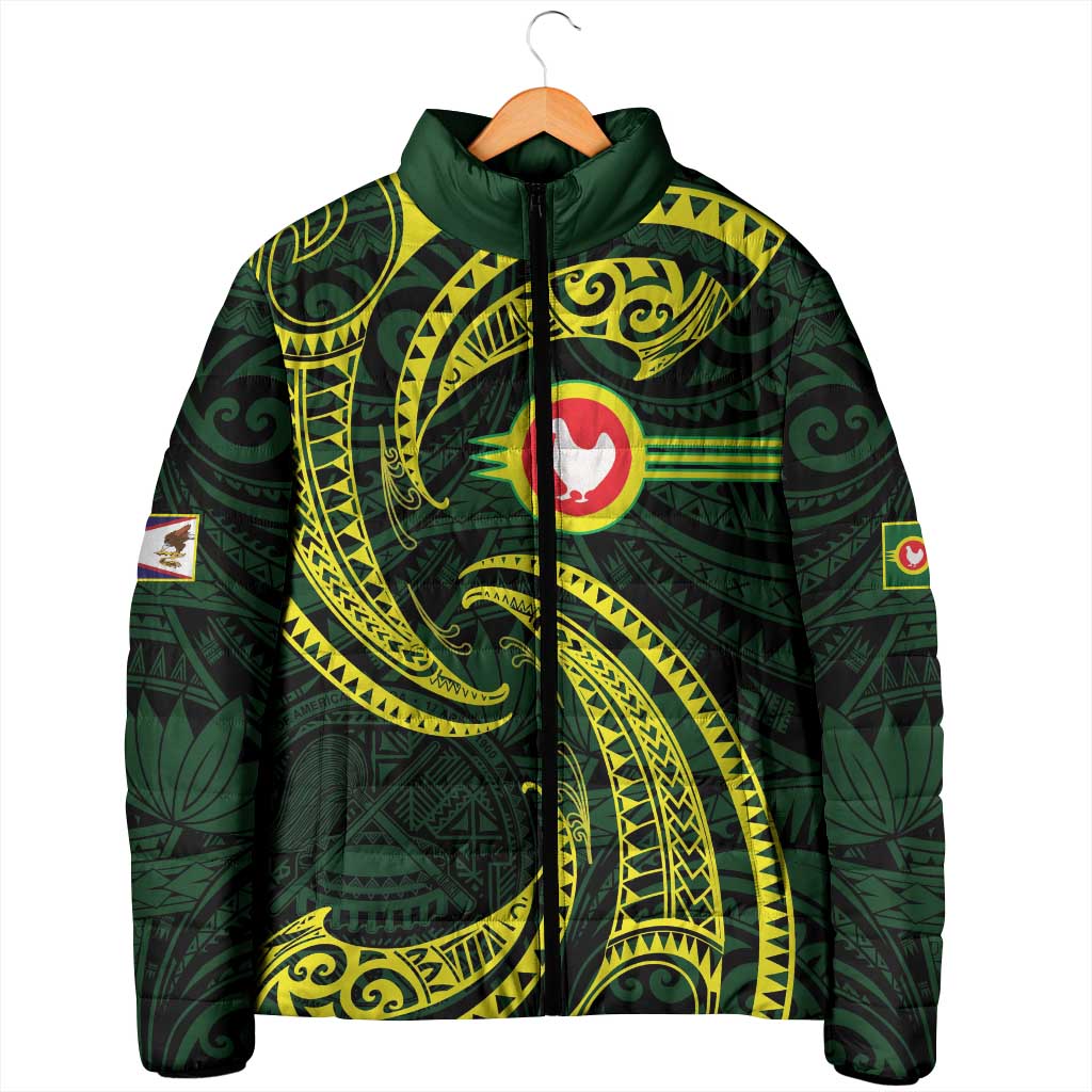 American Samoa Manua Cession Day Personalized Padded Jacket Polynesian Wave Style - Polynesian Pride