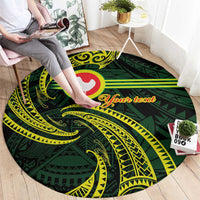 American Samoa Manua Cession Day Personalized Round Carpet Polynesian Wave Style