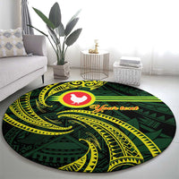 American Samoa Manua Cession Day Personalized Round Carpet Polynesian Wave Style