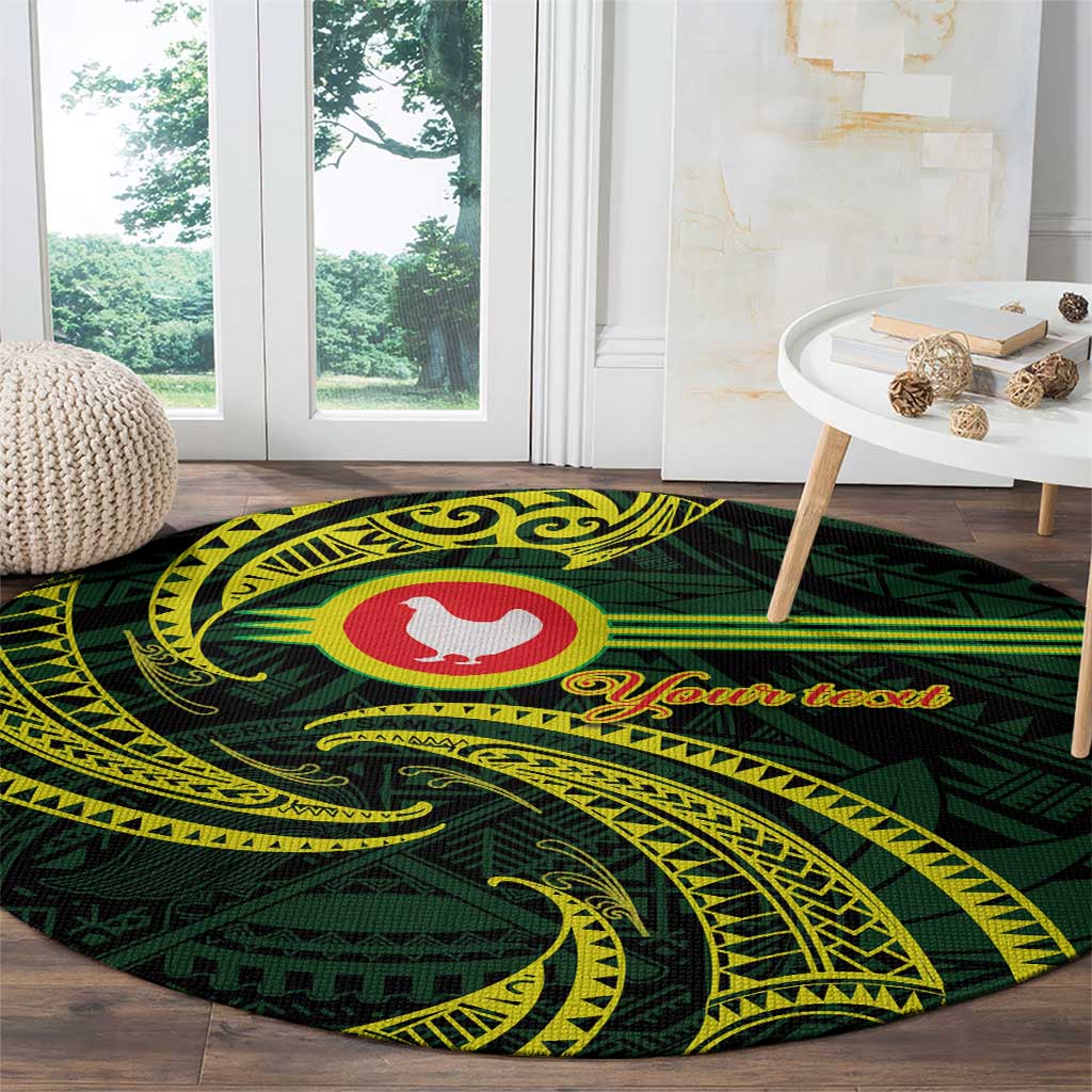 American Samoa Manua Cession Day Personalized Round Carpet Polynesian Wave Style