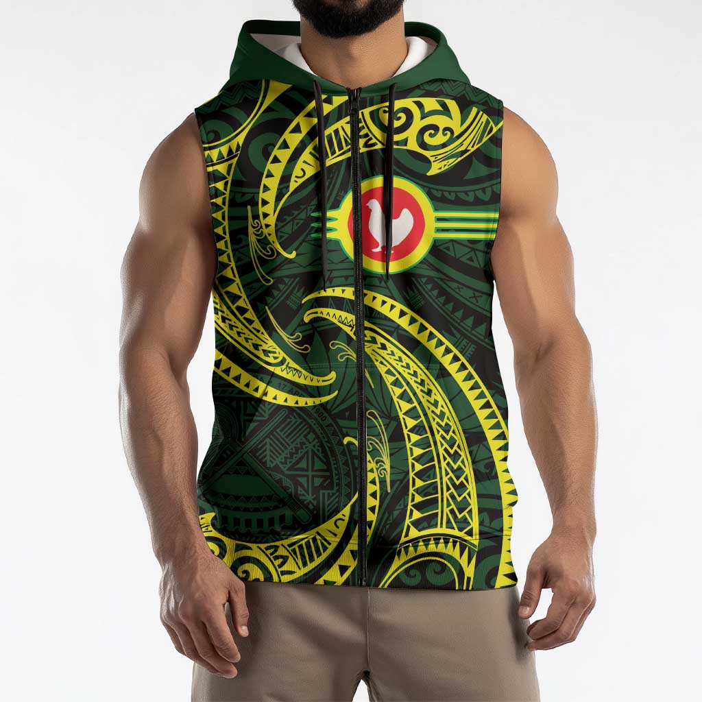 American Samoa Manua Cession Day Personalized Sleeveless Zip Hoodie Polynesian Wave Style LT9 - Polynesian Pride