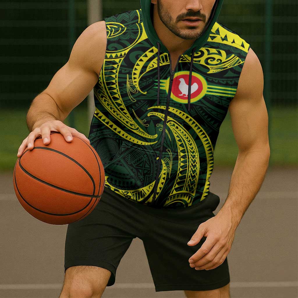 American Samoa Manua Cession Day Personalized Sleeveless Zip Hoodie Polynesian Wave Style LT9 - Polynesian Pride