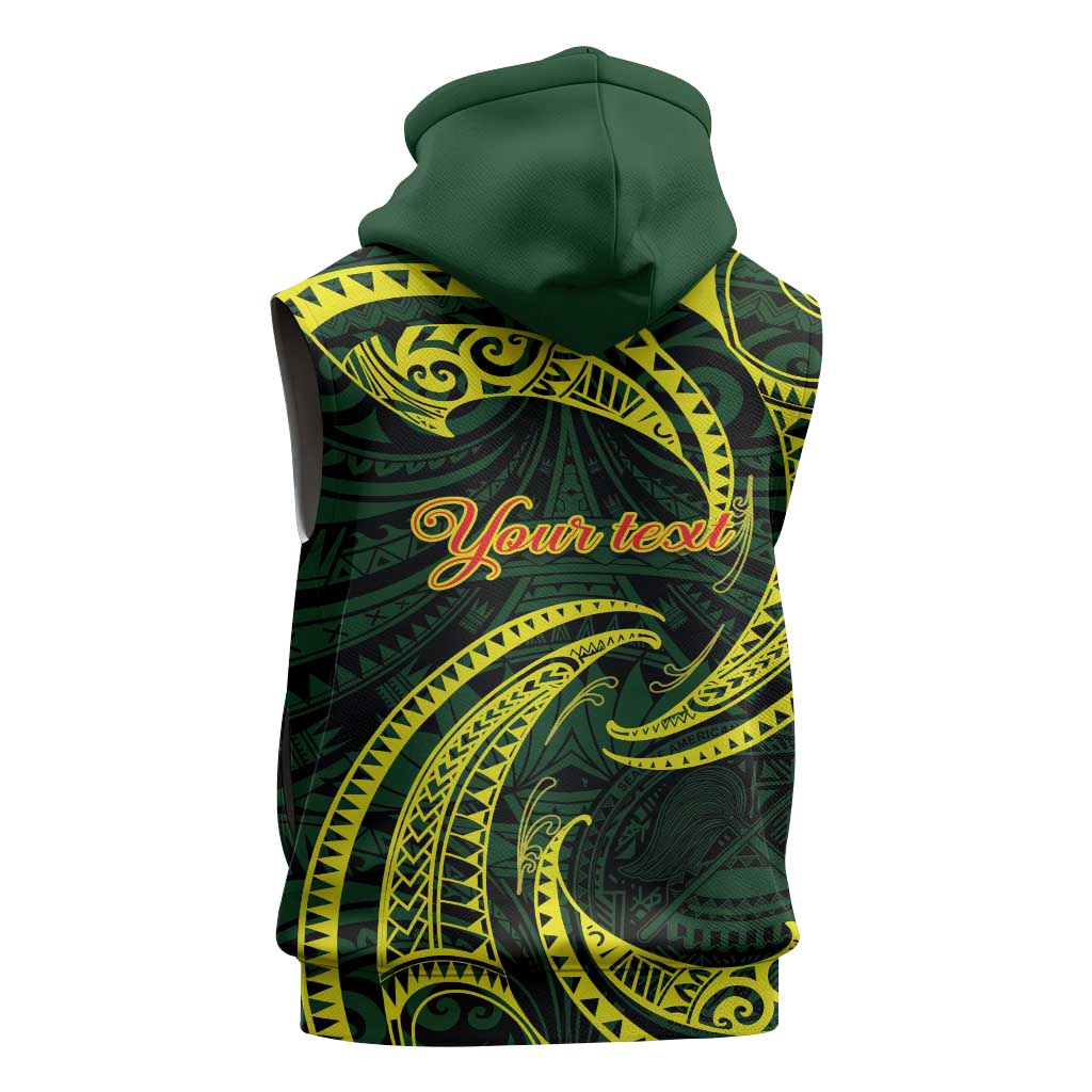 American Samoa Manua Cession Day Personalized Sleeveless Zip Hoodie Polynesian Wave Style - Polynesian Pride