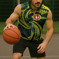 American Samoa Manua Cession Day Personalized Sleeveless Zip Hoodie Polynesian Wave Style - Polynesian Pride