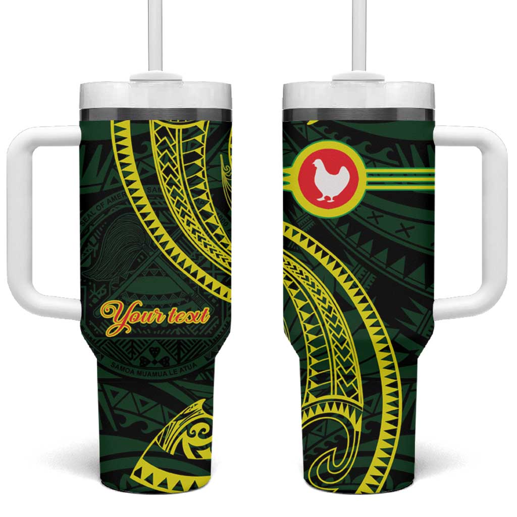 American Samoa Manua Cession Day Personalized Tumbler With Handle Polynesian Wave Style
