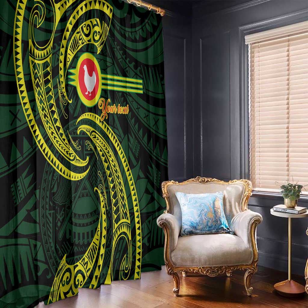 American Samoa Manua Cession Day Personalized Window Curtain Polynesian Wave Style