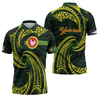 American Samoa Manua Cession Day Personalized Zipper Polo Shirt Polynesian Wave Style - Polynesian Pride