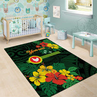 American Samoa Manu'atele Personalized Area Rug Manua Island Hibiscus Flowers