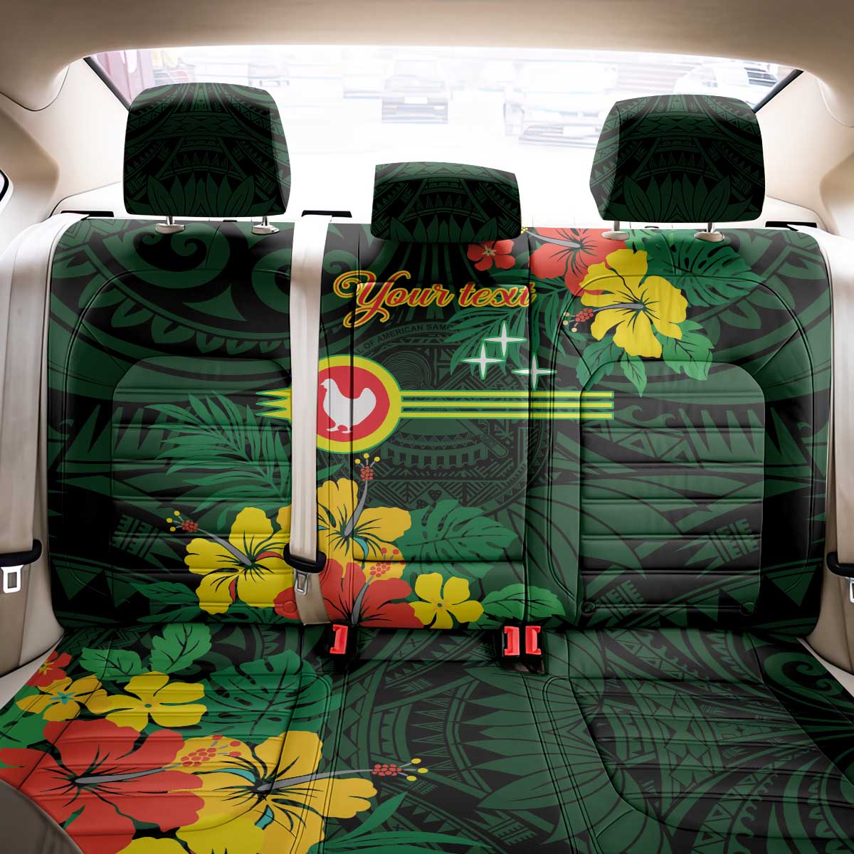American Samoa Manu'atele Personalized Back Car Seat Cover Manua Island Hibiscus Flowers