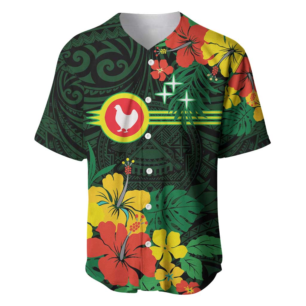 American Samoa Manu'atele Personalized Baseball Jersey Manua Island Hibiscus Flowers