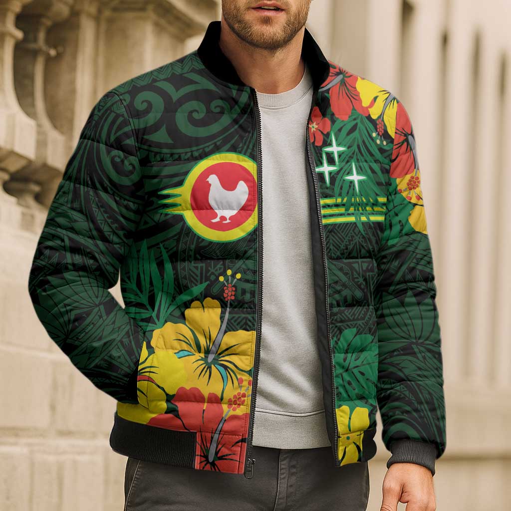 American Samoa Manu'atele Personalized Bomber Puffer Jacket Manua Island Hibiscus Flowers - Polynesian Pride