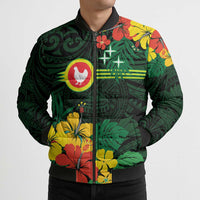 American Samoa Manu'atele Personalized Bomber Puffer Jacket Manua Island Hibiscus Flowers - Polynesian Pride
