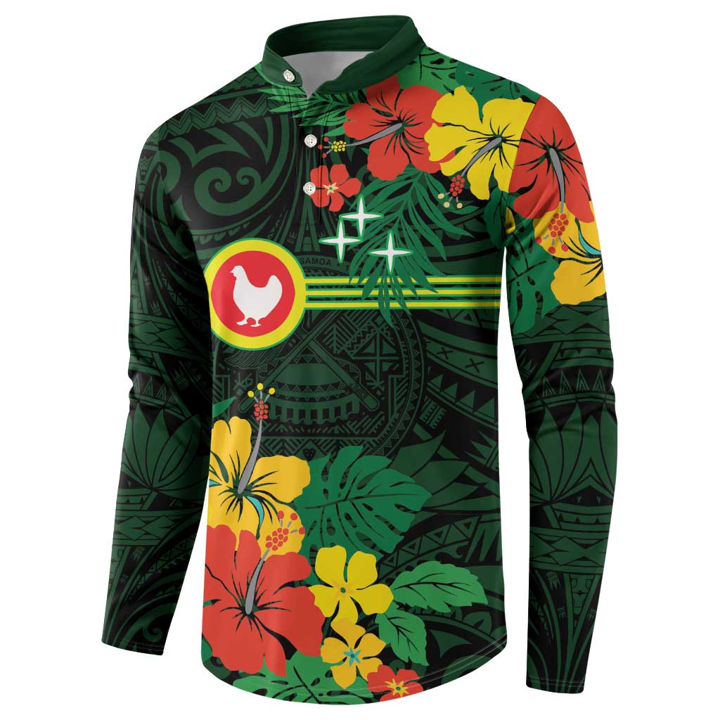 American Samoa Manu'atele Personalized Button Sweatshirt Manua Island Hibiscus Flowers LT9 - Polynesian Pride