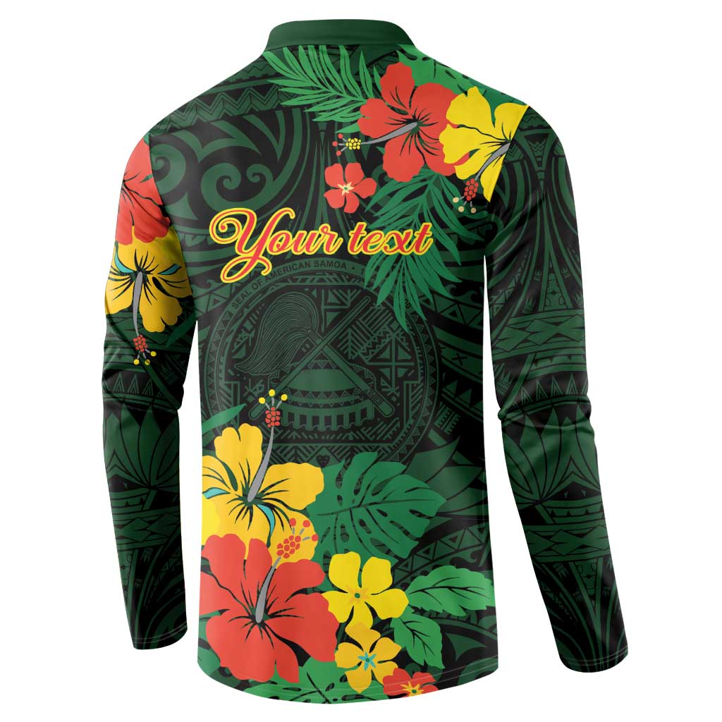 American Samoa Manu'atele Personalized Button Sweatshirt Manua Island Hibiscus Flowers LT9 - Polynesian Pride