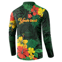 American Samoa Manu'atele Personalized Button Sweatshirt Manua Island Hibiscus Flowers LT9 - Polynesian Pride