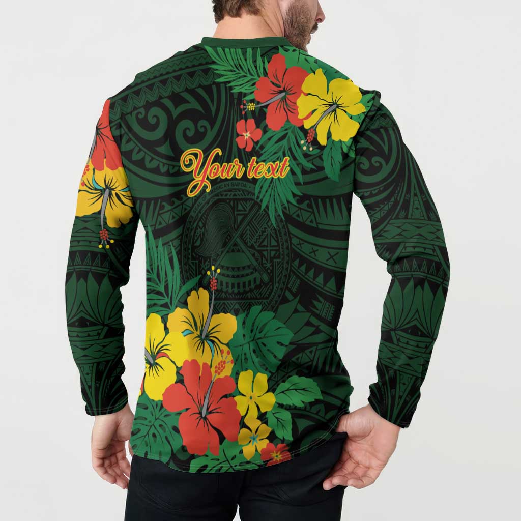 American Samoa Manu'atele Personalized Button Sweatshirt Manua Island Hibiscus Flowers LT9 - Polynesian Pride
