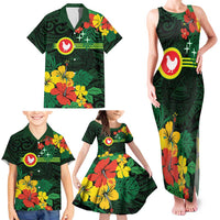 American Samoa Manu'atele Personalized Family Matching Tank Maxi Dress and Hawaiian Shirt Manua Island Hibiscus Flowers