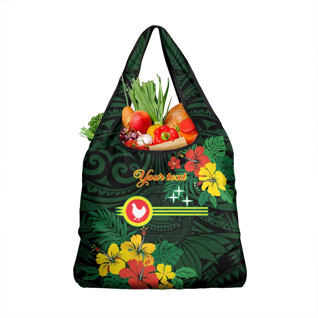 American Samoa Manu'atele Personalized Grocery Bag Manua Island Hibiscus Flowers