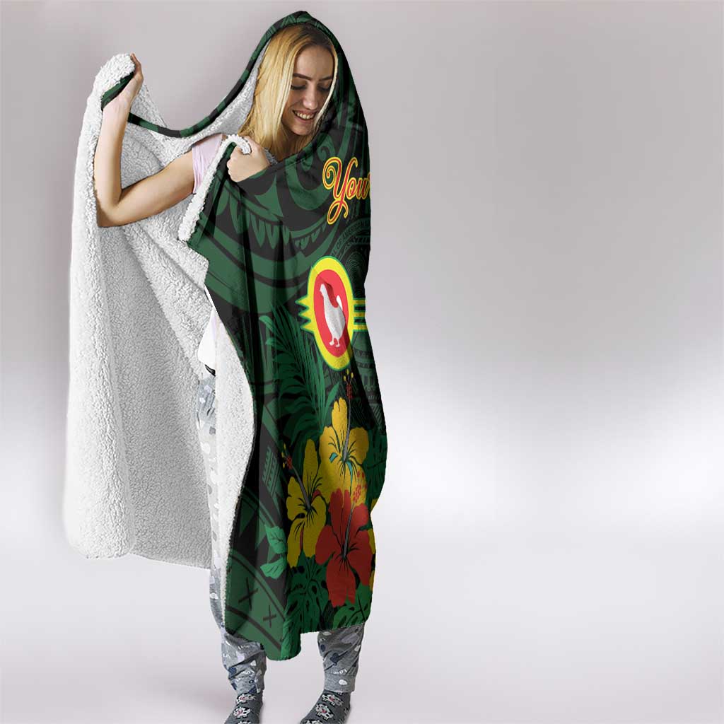 American Samoa Manu'atele Personalized Hooded Blanket Manua Island Hibiscus Flowers