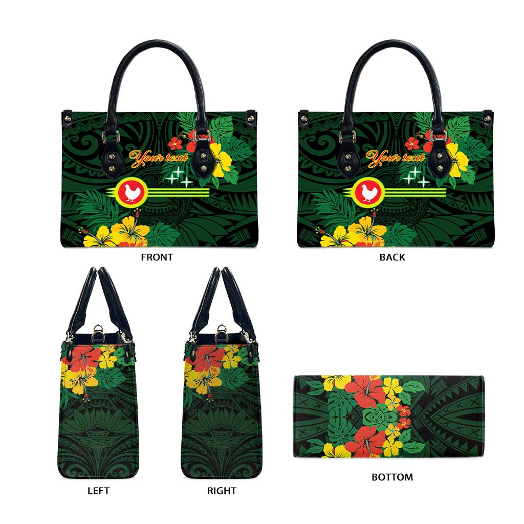 American Samoa Manu'atele Personalized Leather Bag Manua Island Hibiscus Flowers - Polynesian Pride