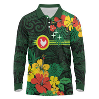 American Samoa Manu'atele Personalized Long Sleeve Polo Shirt Manua Island Hibiscus Flowers