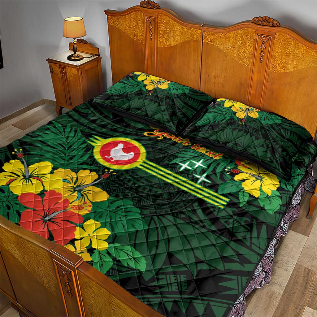 American Samoa Manu'atele Personalized Quilt Bed Set Manua Island Hibiscus Flowers