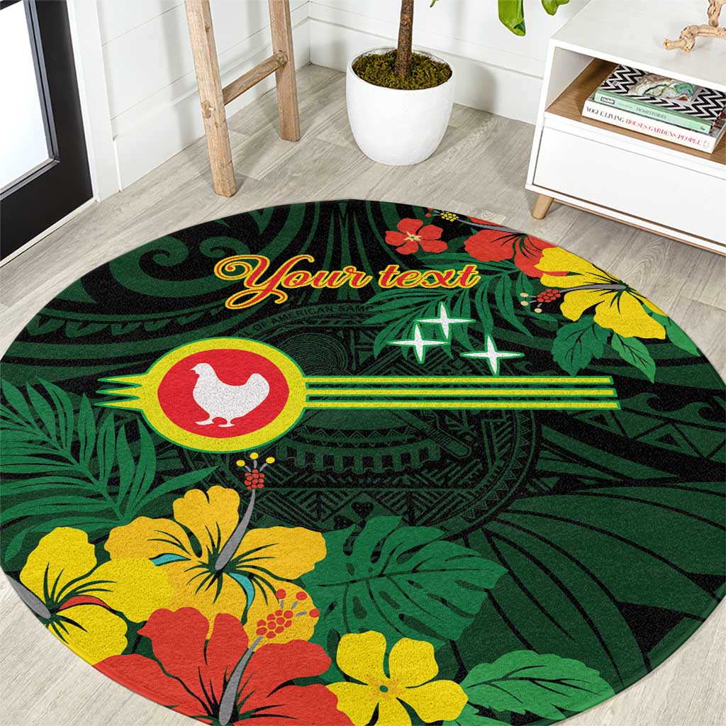 American Samoa Manu'atele Personalized Round Carpet Manua Island Hibiscus Flowers