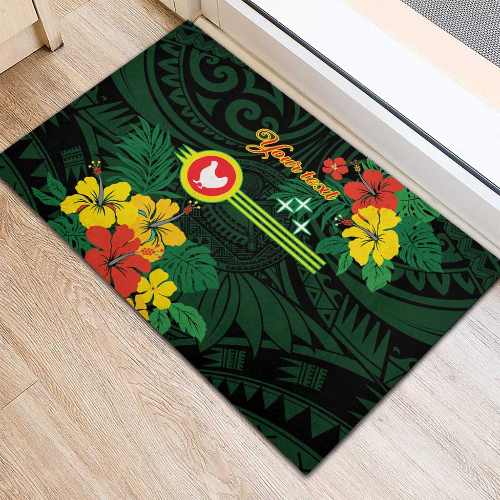 American Samoa Manu'atele Personalized Rubber Doormat Manua Island Hibiscus Flowers LT9 - Polynesian Pride
