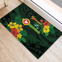 American Samoa Manu'atele Personalized Rubber Doormat Manua Island Hibiscus Flowers LT9 - Polynesian Pride
