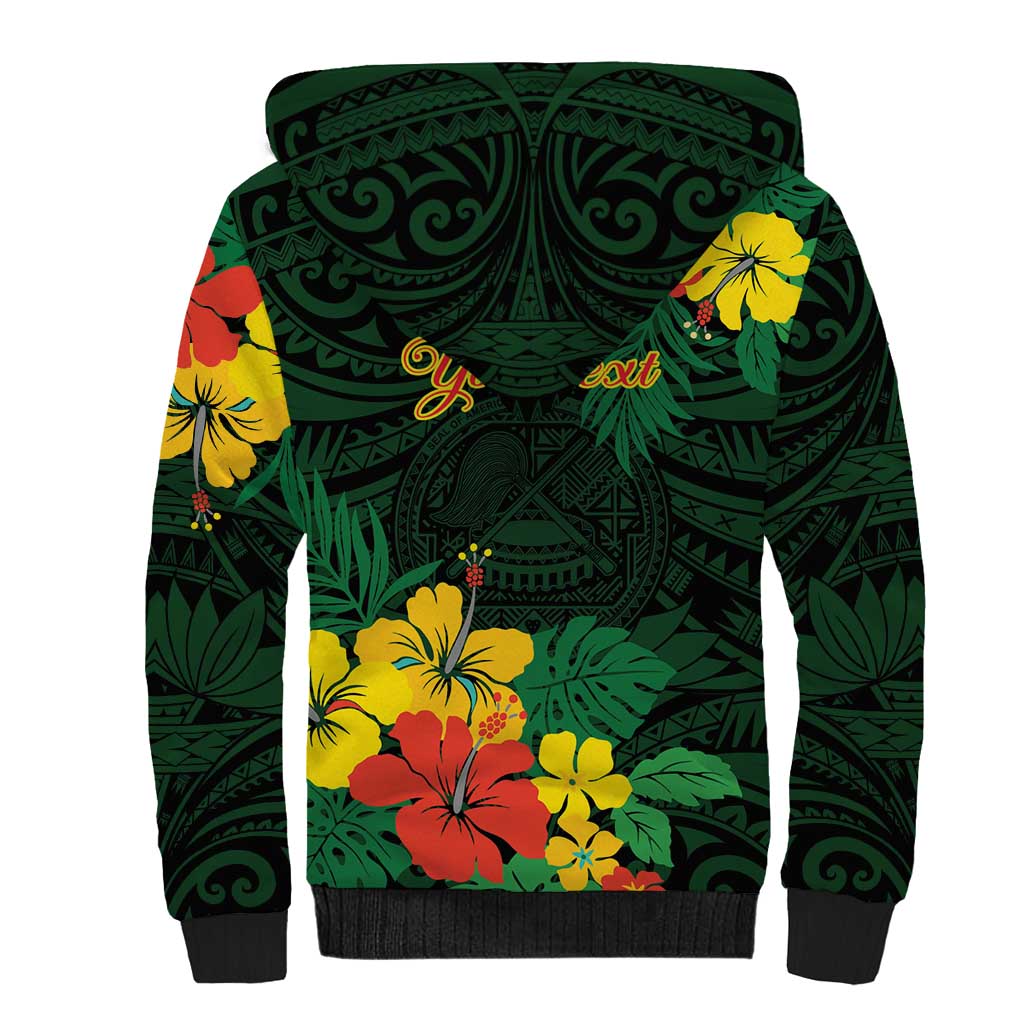 American Samoa Manu'atele Personalized Sherpa Hoodie Manua Island Hibiscus Flowers LT9 - Polynesian Pride